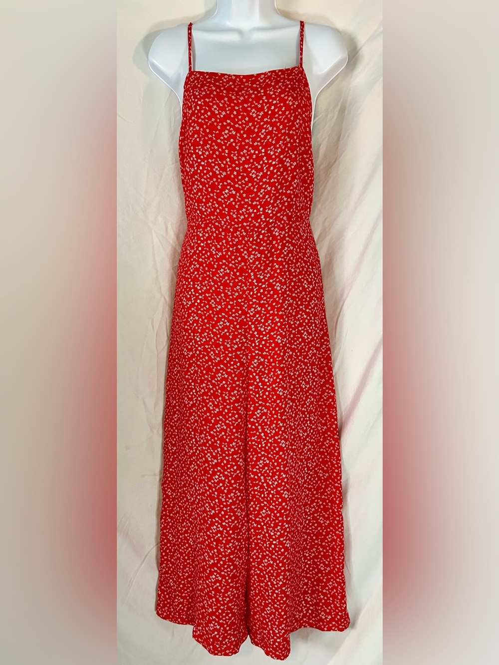 Wild Fable Red, White Floral Cut Out Wide Leg Jumpsuit, Size S